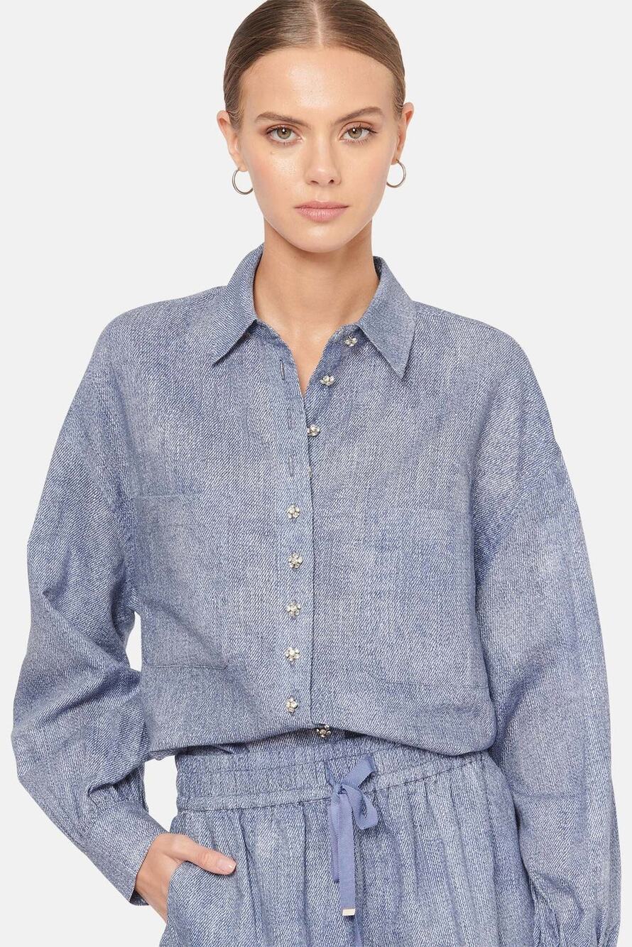 Cami NYC Belkis Top Embellished Button Down Shirt Small S